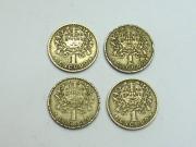 Lote 205 - Lote de 4 moedas Alpaca cu 610-zn 200-ni 190 de 1$ (1 escudo portugues) datadas de 1958 no estado BC 
