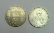 Lote 252 - Lote de 2 moedas de prata da Republica Portuguesa, são moeda de 50 Escudos Comemorativa Iº Centenário do Nascimento do Marechal Carmona 1869-1969, MBC