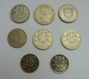 Lote 308 - Lote de 8 moedas da Republica Portuguesa, são 50$00 de 1998, 20$00 de 1988, 3 moedas de 10$00 de 1971 e 1972, 2 moedas de 5$00 de 1965, 1984 e moeda de 25$00 Ano Internacional do Deficiente 1981, BC/MBC