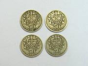 Lote 501 - Lote de 4 moedas Alpaca cu 610-zn 200-ni 190 de 0,5$ (50 centavos portugues) datadas de 1944 no estado BC 