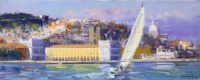 Lote 5778 - DAVID LEVY LIMA (n.1945) - Original - Pintura a óleo sobre tela, assinada, motivo "Terreiro do Paço - Lisboa", com 20x50 cm. Obra deste autor foi vendida por € 1.200 numa leiloeira em Lisboa. Nota: David Levy Lima é um pintor de finíssima têmp