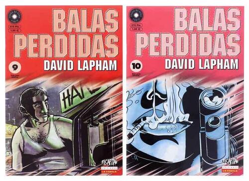 Lote 50 - REVISTAS DE BANDA DESENHADA "BALAS PERDIDAS" - 2 vols. Por David Lapham. Vol. 9 e 10. Conjunto com valor estimado de € 10. Edição David Lapham e Ediciones la cúpula, 2000. Dim: 25x17 cm. Encadernações brochadas. Nota: exemplares bem estimados. C