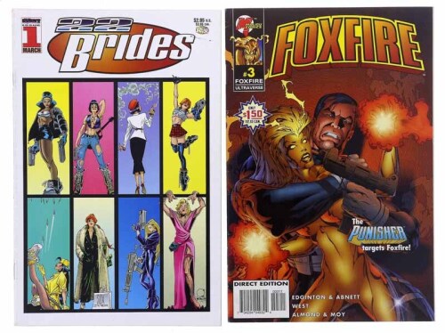 Lote 100 - CONJUNTO DE REVISTAS DE BANDA DESENHADA - 2 vols. "22 Brides", n.º 1, edição 1996. "Foxfire", n.º 3, edição Malibu Comics, 1996. Dim: 25,5x17 cm. Encadernações brochadas. Nota: exemplares bem estimados