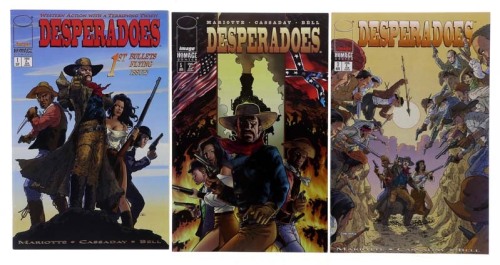 Lote 136 - REVISTAS DE BANDA DESENHADA "DESPERADOES" - 3 vols. Por Jeff Mariotte e John Cassaday. Edição Image Homage Comics, 1997, 1998. Dim: 26x17 cm. Encadernações brochadas. Nota: exemplares bem estimados