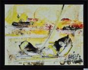 Lote 1820 - Mário Silva (ORIGINAL), óleo s/ tela, motivo "Porto da Figueira da Foz", assinado, datado de 1984, numa moldura moderna, tela: 35x45cm; moldura: 40x50cm. NOTA: Excepcional marinha de Mário Silva. Obra agradável e de colorido forte. Muito bela