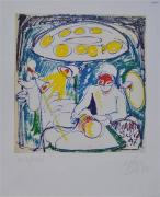 Lote 1976 - Mário Silva - Serigrafia, assinada e numerada, com aprox. 60x50 cm . Nota: Nasceu em Coimbra (Bencanta) no ano de 1929, é considerado um notável artista plástico, as suas obras figuram em Museus de Arte, Galerias, Acervos Públicos e Colecções Particulares. Premiado diversas vezes em Portugal e no estrangeiro. 
