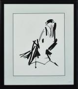 Lote 337 - Júlio POMAR - Reprodução sobre papel, motivo "Corvo", representa Charles Baudelaire, da Colecção os 4 Corvos da Poesia, com 34x28 cm, (dimensão da moldura 49x43 cm). Notas bibliográficas no verso