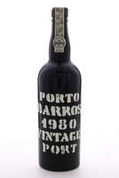 Lote 2168 - PORTO BARROS VINTAGE 1980 - Garrafa de Vinho do Porto, (750ml - 20,5%vol). Nota: garrafa idêntica à venda por € 78. Em caixa de cartão original. Consultar valor indicativo em https://www.garrafeiranacional.com/1980-barros-vintage-porto.html