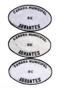 Lote 19 - CONJUNTO DE PLACAS ANTIGAS DA CÂMARA MUNICIPAL DE ABRANTES - Composto por 3 placas em metal com inscrição a preto em campo branco. Dim: 18x30 cm. Nota: sinais de armazenamento