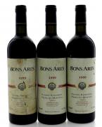 Lote 3191 - QUINTA DOS BONS ARES 1999 - 3 Garrafas de Vinho Tinto, Colheita 1999, Adriano Ramos Pinto, Trás - Os - Montes, (750ml - 13%vol). Rótulos ligeiramente danificados