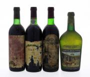 Lote 3210 - CONJUNTO DE GARRAFAS - Composto de 4 garrafas sendo uma garrafa de Vinho Tinto, Casa da Rainha, Reserva 1985, (750ml - 12%vol.), uma garrafa de Vinho Tinto, Quinta da Alorna, Tinto Velho 1982, (750ml), uma garrafa de Vinho Tinto, Tellu's, 1987, (750 ml - 12%vol.) e uma garrafa de Vinho Verde, Casal Miranda, (700ml aprox.). Nota: apresentam rótulos danificados