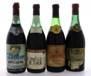 Lote 3359 - GARRAFAS DE VINHO - Conjunto de 4 garrafas de Vinho Tinto composto por garrafa de Dão Oiro da Beira 1974, (740ml - 11,8%vol.), garrafa de Dão Porta dos Cavaleiros 1978, (750ml), garrafa de Aliança Tinto Velho, (750ml) e garrafa de Arruda Reserva 1979, (750ml - 12,1%vol.). Nota: rótulos danificados