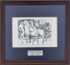 Lote 80 - AMADEU DE SOUZA-CARDOSO (1887-1918) - Xilogravura sobre papel, título "Les Chevaux du Roi", com 10x15 cm (moldura com 22x24 cm). Xilogravura impressa para o museu Amadeu de Souza-Cardoso de Amarante, para comemorar o Cinquentenário da morte do a