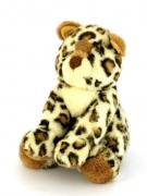 Lote 87 - LEOPARDO DE PELUCHE - Figura de leopardo bebé, tons castanhos e bege. Dim: 30 cm de comprimento. Nota: sinais de uso