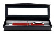 Lote 1263 - ONLINE, CANETA ROLLERBALL - Corpo em metal vermelho com aros e clip prateados. Dim: 13,5 cm. Nota: como Novo, com estojo de origem