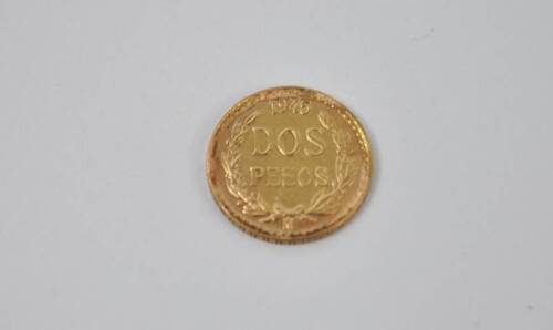 Lote 461 - Moeda de ouro, Dois Pesos, dos Estados Unidos Mexicanos, de 1945, em estado Soberba, com o peso de 1,5gr