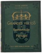 Lote 25 - GRANDES VULTOS DA RESTAURAÇÃO DE PORTUGAL, LIVRO - Por Rocha Martins. Exemplar idêntico encontra-se à venda por € 200. Edição da Empresa Nacional de Publicidade, Lisboa, 1940. Dim: 32,5x26 cm. Encadernação Editorial inteira de pele gravada a seco e a ouro. Profusamente ilustrado. Obra comemorativa do Tricentenário da Independência. Nota: lombada descolada, manchas e desgastes. Consultar valor indicativo em http://www.castroesilva.com/store/sku/1404JC102/grandes...