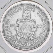 Lote 19 - BERMUDAS, MOEDA DE ONE BERMUDA CROWN EM PRATA, ANO 1964 - Efigie de Isabel II. Peso indicativo de 22,6 g. Dim: 36 mm. Sem classificação atribuída, cabe ao licitante atribuir a classificação e a valorização que entender correta