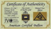 Lote 51 - OURO FINO 24 KT, ONE GRAIN - Barra de Ouro de 999,9 (24 kt) com 3 x 6 mm em invólucro selado e certificado de autenticidade emitido pelo American Certified Bullion. Peso: 0.06479891 g. (1 grain). http://www.lbma.org.uk/pricing-and-statistics