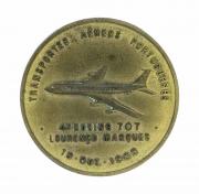 Lote 34 - MEDALHA EM BRONZE - Com banho de Ouro. Comemorativa dos Transportes Aéreos Portugueses. 19 Out 1968. Dim: 42 mm