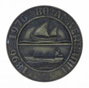 Lote 129 - MEDALHA EM BRONZE - Comemorativa do 80º Aniversário do Sindicato dos Estivadores do Porto De Lisboa e Centro de Portugal. Ano 1976. Dim: 90 mm