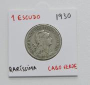 Lote 3 - MOEDA PORTUGUESA DE 1$00 ESCUDO DE 1930 - Moeda de Cabo verde pertencente à República Portuguesa de 1$00 de 1930 em Alpaca. Segundo muitos numismáticos, a moeda mais rara das colónias portuguesas. Nota: cotação em Soberba € 1750 (Catálogo de Moedas de Portugal – Reinaldo Silva 2015).Sem classificação atribuída, cabe ao licitante atribuir a classificação que entender correta