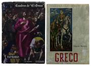 Lote 2440 - CONJUNTO DE LIVROS SOBRE EL GRECO - 2 Vols. Sobre o Pintor conhecido por El Greco. Com a biografia do pintor, repleto de imagens das obras do pintor, com 223 págs, e de 1963. Livro com imagens de 47 quadros do artista em Toledo e algumas imagens da casa museu, com 118 págs, edição de 1953. Encadernação cartonada e de capa de brochura. Nota: sinais de manuseamento, desgastes