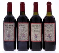 Lote 3295 - ESPIGA 1996 - 4 Garrafas de Vinho Tinto, Vinho Regional Estremadura, Colheita de 1996, Companhia das Vinhas de São Domingos, Quinta da Boavista, (750ml - 12%vol.). Nota: rótulos ligeiramente danificados