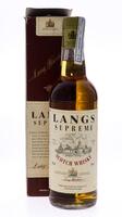 Lote 3538 - WHISKY LANGS SUPREME 5 ANOS - Garrafa de Whisky, Scotch Whisky, Lang Brothers, Escócia, (750ml - 40%vol.). Nota: garrafa dos anos 1980s. Garrafa idêntica à venda por € 168. Em caixa de cartão original. Caixa danificada. Consultar valor indicat