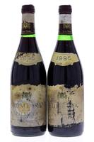 Lote 3575 - ROMEIRA PALMELA 1995 - 2 Garrafas de Vinho Tinto, Palmela VQPRD, 1995, Caves Velhas, (750ml - 12,5%vol.). Nota: rótulos danificados