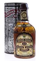 Lote 3743 - WHISKY CHIVAS REGAL 12 ANOS - Garrafa de Whisky, 12 Years Old, Blended Scotch Whisky, Chivas Brothers, Escócia, (700ml - 40%vol). Nota: garrafa similar à venda por € 175,95. Garrafa dos anos 1980s. Em caixa/tubo de metal original. Consultar va