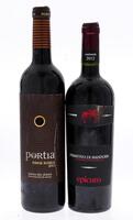 Lote 3752 - GARRAFAS DE VINHO - Conjunto de 2 garrafas de Vinho Tinto composto por uma garrafa de Portia, Ebeia Roble 2013, Ribera del Duero, Denominacion de Origen, Espanha, (750ml - 13,5%vol) e uma garrafa de Primitivo di Manduria, Denominazione di Orig