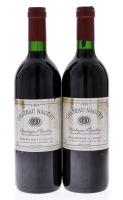 Lote 3809 - CHATEAU NAGUET 1989 - 2 garrafas de Vinho Tinto Francês, Chateau Naguet 1989, Montagne St. Emilion, Appellation Montagne Saint- Emilion Controlee, (750ml - 13%vol.)