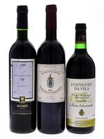 Lote 3814 - GARRAFAS DE VINHO - Conjunto de 3 garrafas de Vinho Tinto Regional Alentejano composto por uma garrafa de CARM, Monocasta Bastardo, 1998, produzido e engarrafado pela Cooperativa Agrícola de Reguengos de Monsaraz, (750ml - 15%vol.) Garrafa nº2