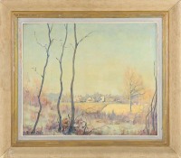 Lote 5001 - RENE CAMILLE JUSTE (1868-1954), ESCOLA FRANCESA - Original - Pintura a óleo sobre tela, assinada, motivo “Paisagem Campestre”, com 46x56 cm (moldura com 62x71 cm). Nota: tela com pequena falha de tinta. Obra deste autor foi vendida por € 1.200