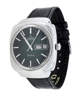 Lote 5002 - OMEGA, RELÓGIO DE PULSO - Modelo Automatic, original. Caixa em aço com 36 mm e bracelete em pele. Movimento automático. Mostrador com marcadores e data às 3 horas. Relógio idêntico à venda por € 747. Nota: sinais de uso, a funcionar, em caixa 