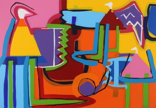 Lote 5009 - JOÃO PARAMÉS (n.1978) - Original - Pintura a acrílico sobre tela, assinada, datada de 2018, título “O Fazedor de Cores”, com 104x150 cm. Obra de técnica semelhante foi vendida por € 900 na Oportunity Leilões. Consultar valor indicativo em http