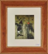Lote 2 - Miró (1893-1983) - reprodução sobre papel da obra "The Birth of the World" de 1925, com 14,5x11,5cm. Dimensão da moldura 32x28,5cm.
