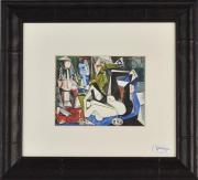 Lote 8 - Picasso (1881-1973) - reprodução sobre papel da obra "Las Mujeres de Argel" de 1955, com 10x13,3cm. Dimensão da moldura 26,5x29,5cm.
