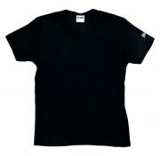 Lote 27 - PACO RABANNE, T-SHIRT – Em tecido de malha de algodão preto, com publicidade “BlackXS”, decote em V. Tamanho M. Nota: sem uso