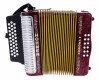 Lote 5006 - CONCERTINA HOHNER - Modelo Corona II GCF, 31 botões, distribuídos por 3 filas e 62 notas. Concertina similar, nova, à venda por € 979. Cor vermelho. Com mala de transporte rígida e correias. Dim: 31x19 cm (aprox.). Peso de 4 Kg. Nota: bem con