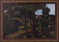 Lote 5141 - ESTEVÃO SOARES (1914-1992) - Original - Pintura a óleo sobre madeira, não assinado, verso com a indicação do nome do artista, motivo "Torres Vedras (Arredores)", mancha colorida com 22x32 cm (moldura com 27x37 cm). Obra deste artista foi vendi