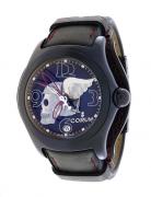 Lote 6092 - CORUM, RELÓGIO DE PULSO - Modelo Bubble Night Flyer, original. Caixa em aço com 45 mm e bracelete em pele. Movimento automático. Mostrador com numeração árabe, marcadores e data às 6 horas. Com um pvp marcado em etiqueta de € 3.380. Nota: como Novo, com caixa e documentos