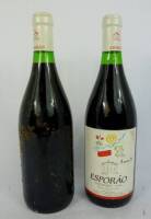 Lote 416 - 2 garrafas de vinho tinto Esporão 1991,reserva Alentejo.Uma garrafa sem rótulo