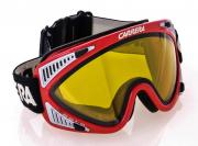 Lote 7 - CARRERA, ÓCULOS DE DESPORTO – Modelo Testa, Refª 5068, em vermelho e cinzento, lentes amarelas Carbonflex Ultrasight, Refª 6466, para desportos de neve, ciclismo e outros. Com elástico ajustável. Nota: sinais de uso, com saco de protecção e caixa de origem