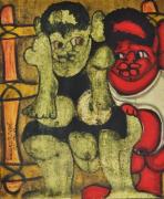 Lote 1910 - Inácio Matsinhe - Original - Acrílico sobre tela, assinado e datado de 1973, motivo “Figuras”, com 60x50 cm. Nota: Inácio Matsinhe nasceu em 1945. É um dos grandes nomes das artes plásticas moçambicanas. Frequenta a Escola de Artes Decorativas e em 1976 ganha uma bolsa de estudo da Fundação Calouste Gulbenkian. Expõe regularmente desde os anos 60 em todo o mundo