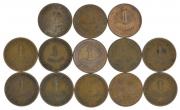 Lote 22 - CONJUNTO DE MOEDAS DE 1 ESCUDO, ANOS DIVERSOS - Angola, São Tomé e Príncipe, Cabo Verde e Moçambique. Composto por 13 exemplares em bronze. Dim: 26 mm (diâmetro). Sem classificação atribuída, cabe ao licitante atribuir a classificação e a valorização que entender correcta