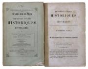 Lote 16 - DERNIÈRES ÉTUDES HISTORIQUES ET LITTÉRAIRES, LIVROS - 2 vols. 1ª edição. Obra completa, muito difícil de reunir. Por Cuvillier-Fleury. Editora: Paris, Michel Lévy Frères, Libraires-Éditeurs, 1859. Dim: 19x12 cm. Encadernações de capa de brochura, miolo com acidez.