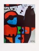 Lote 26 - LINO - Litografia sobre cartão, assinada,datada de 1985, série 181/300, título “Sandeman d`Aprés Miró”. Dim: mancha 38x31 cm. Dim: suporte 65x48 cm. Sem Moldura
