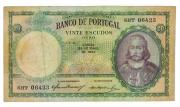 Lote 44 - PORTUGAL, NOTA DE 20 ESCUDOS OURO, ANO 1954 - Banco de Portugal. Efigie de D. Antonio Luiz de Menezes, Chapa 6, SHT 06423, Lisboa 25 de Maio de 1954. Dim: 135x75 mm. Sem classificação atribuída, cabe ao licitante atribuir a classificação e a valorização que entender correta. Nota de 20 Escudos da mesma data, em estado de nova, à venda por € 85. Consultar valor indicativo em http://www.jmnumismatica.pt/el/notas-portuguesas/800-nota-20-escudos-1959-d-antonio-luis-de-meneses.html